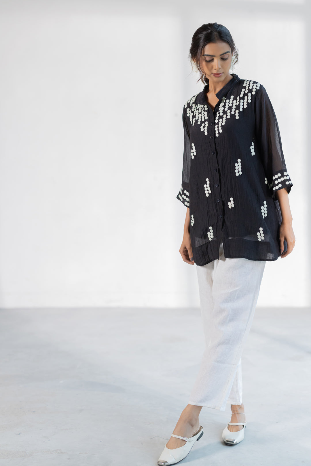 Onyx Dewdrop Shirt and Linen Pants Set