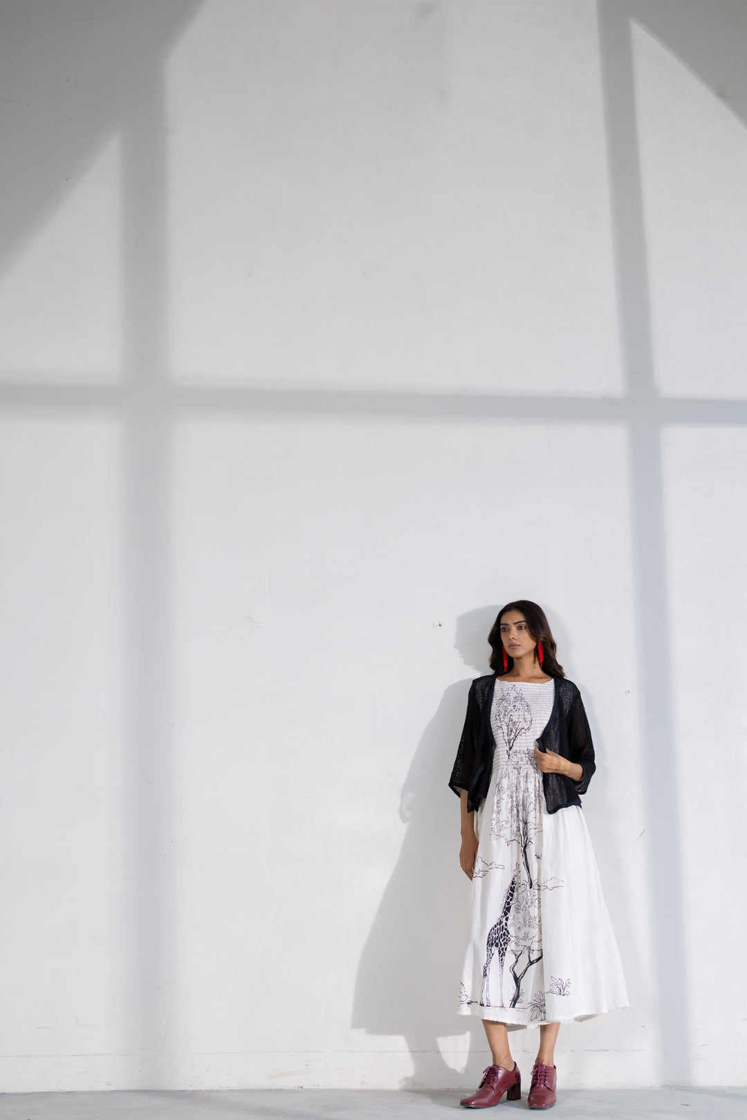 Savannah Smocked Midi Dress with Shrug