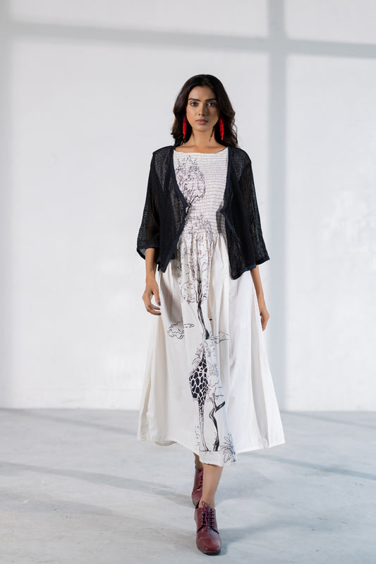 Savannah Smocked Midi Dress with Shrug