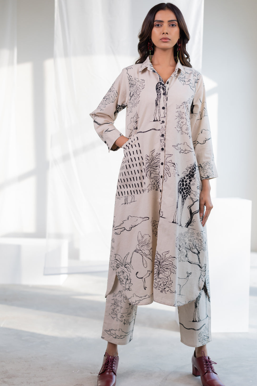 Shell White Safari Tunic Set