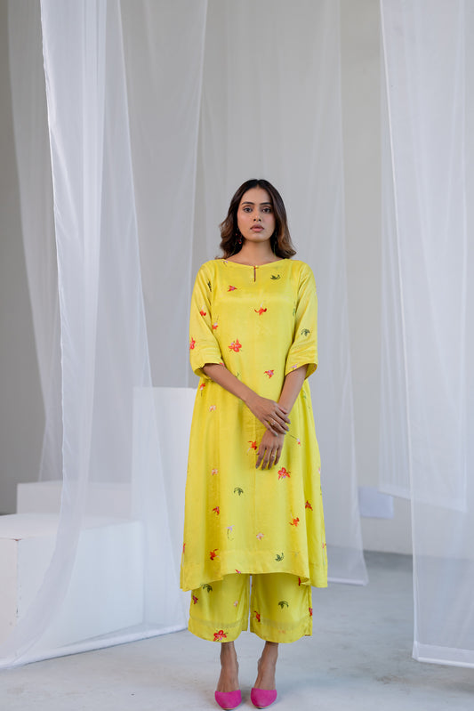 Citrus Flame Kurta Co-ord