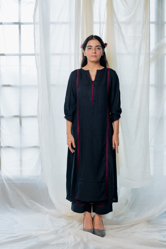 Black and berry kurta set with dupatta