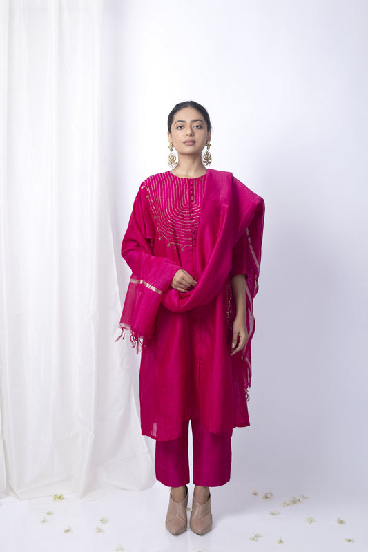 Ranee Pink Embroidered Kurta Set