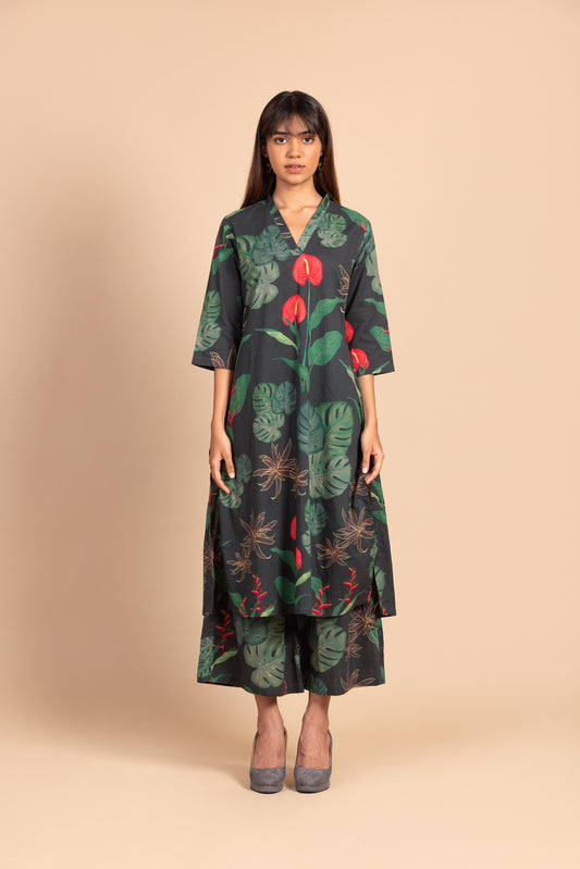 Anthurium print kurta set