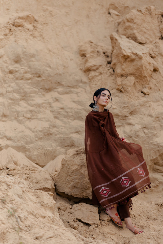 Coffee Brown Kurta set with dupatta