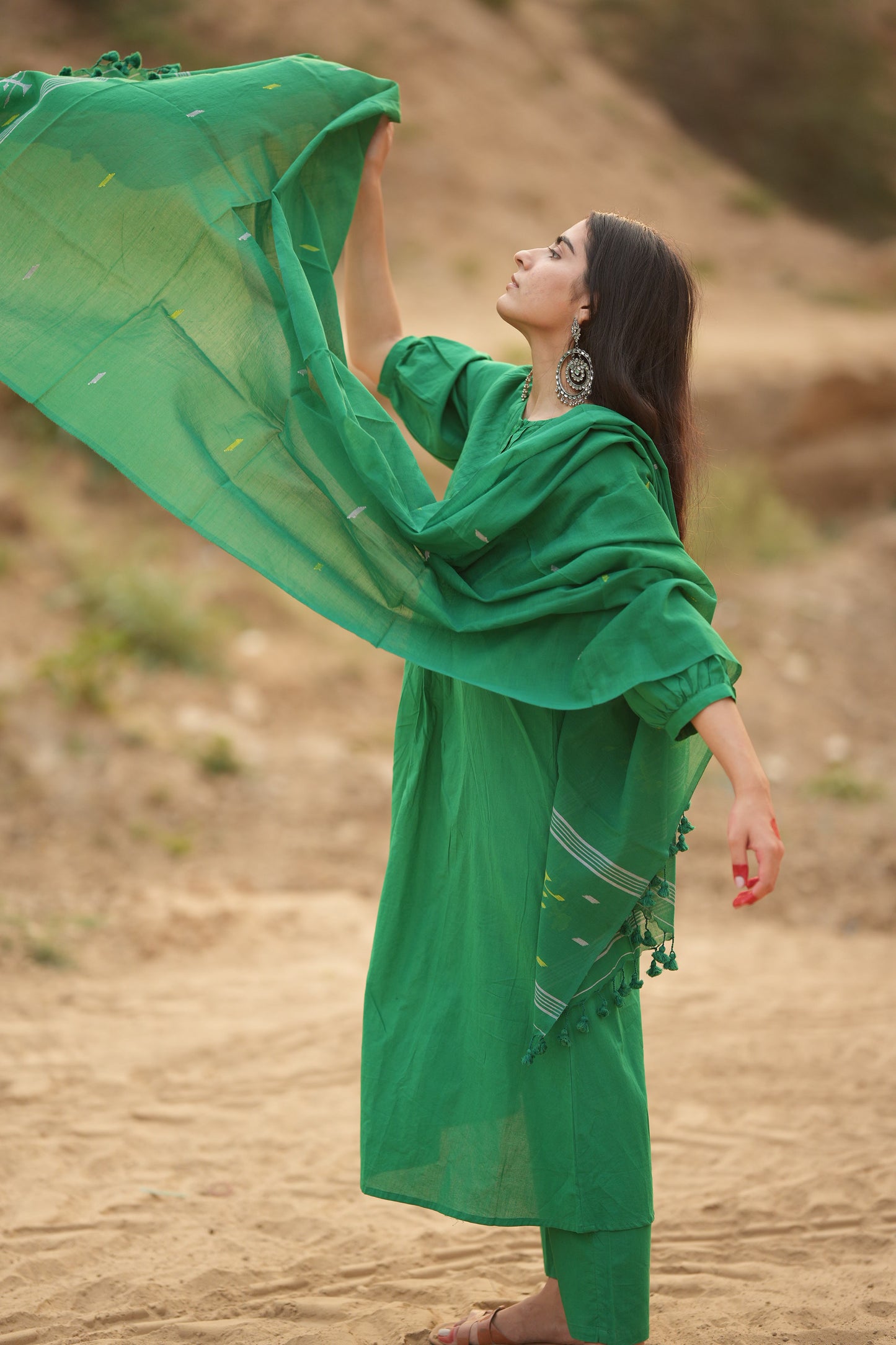 Mystic Green Kurta Set with Dupatta