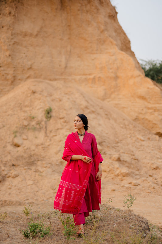 Jazzberry Kurta Set with Dupatta