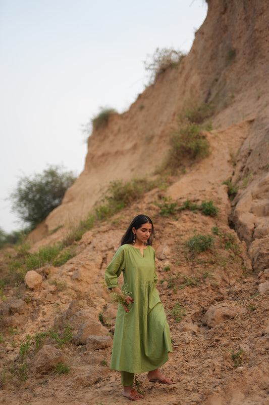 Leaf Green Kurta Set with Dupatta