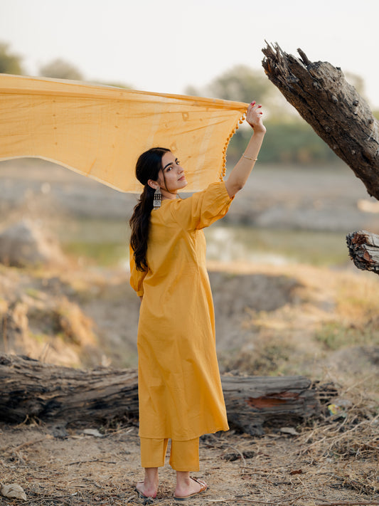 Mustard Kurta Set