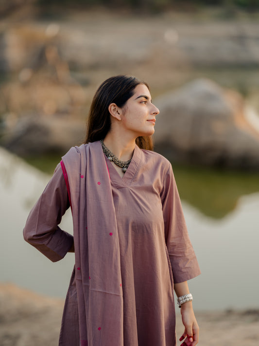 Mauve Kurta set with Dupatta