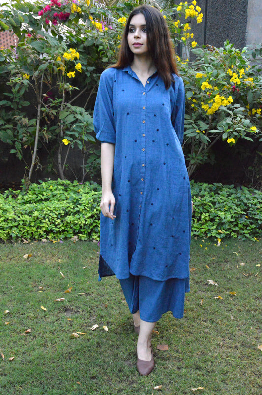 Indigo Applique Tunic and Pants Set