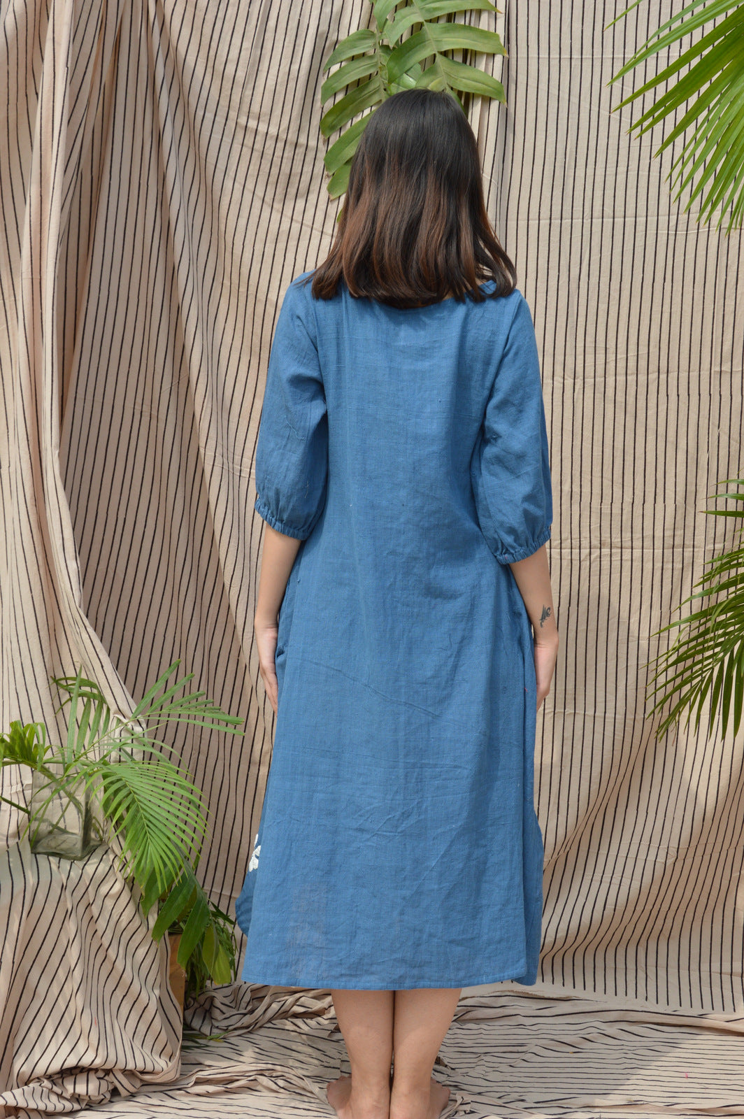 Blue Tropical Applique dress