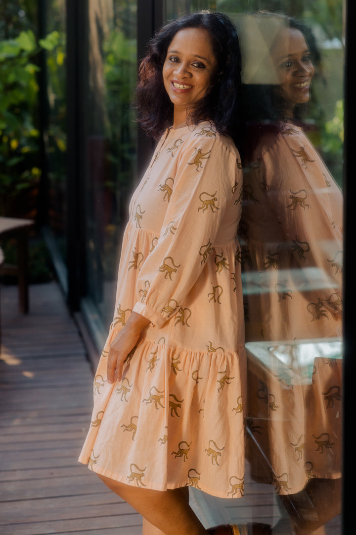 Busy monkeys tiered dress