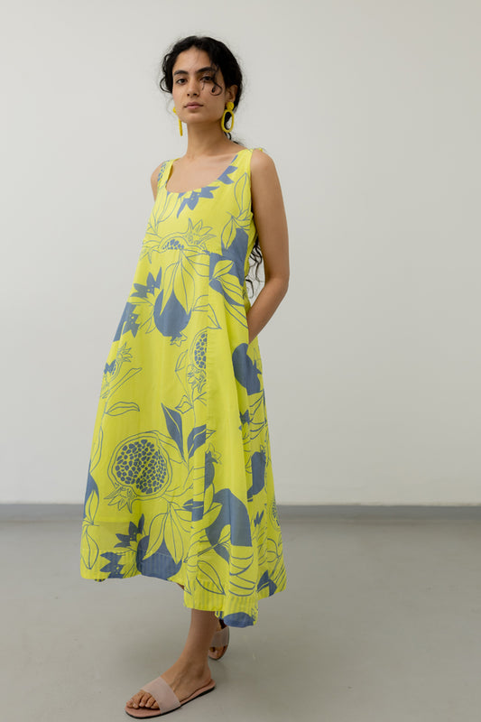 Yellow Grey Pomegranate Dress