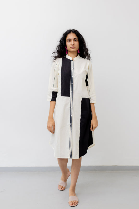 Cream and Coal Shirt Dress