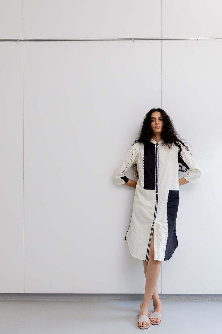 Cream and Coal Shirt Dress