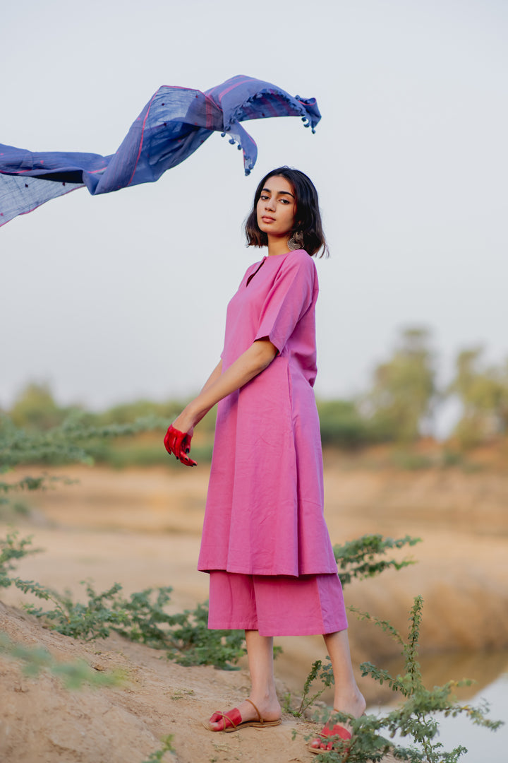 Lilac Kurta set with Jaamdani Dupatta