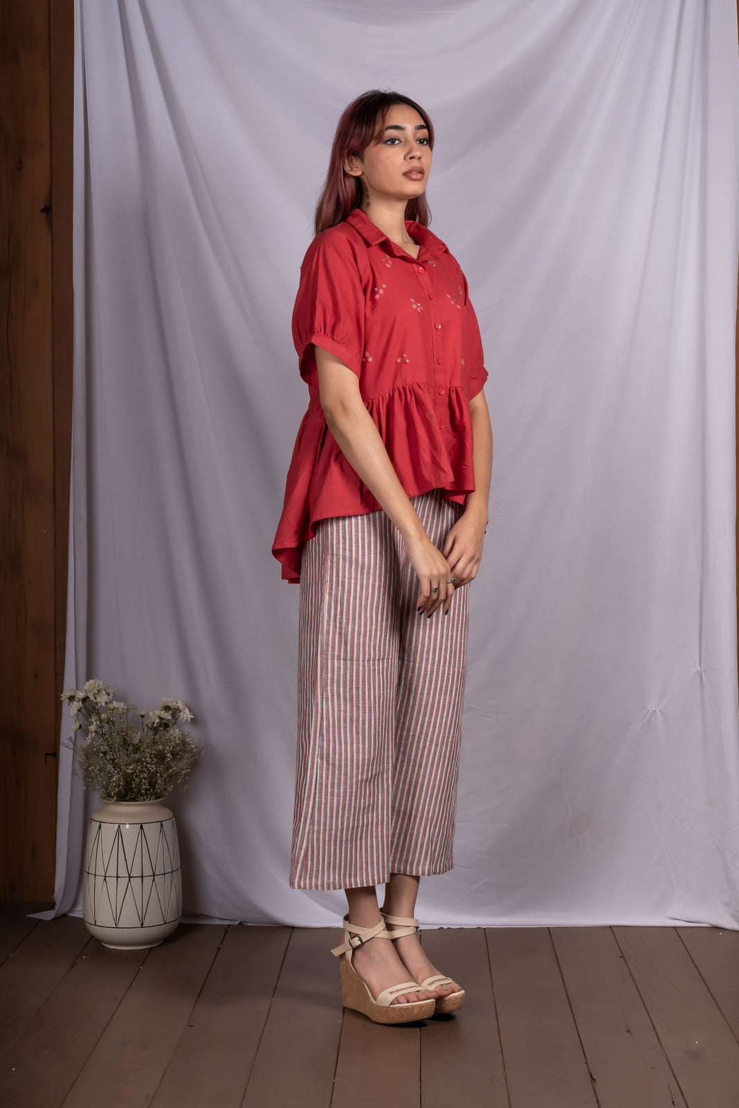 Crimson gathered shirt