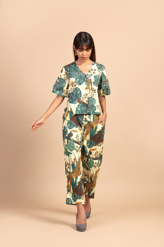 Tropical cheetah print top