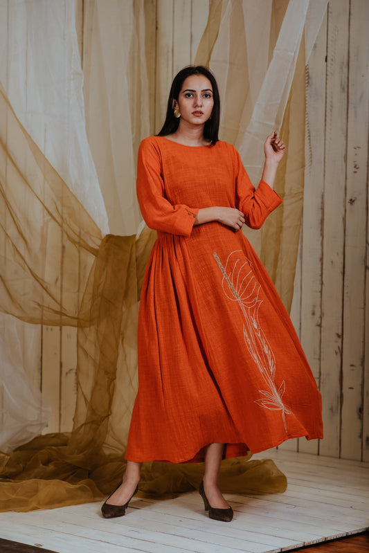 Tangerine Anthurium Dress