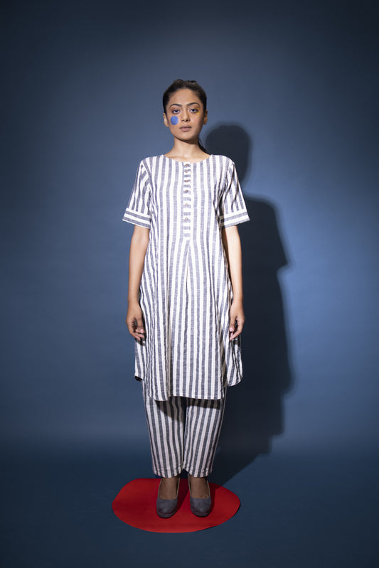 Charcoal White Striped Co-ord Set