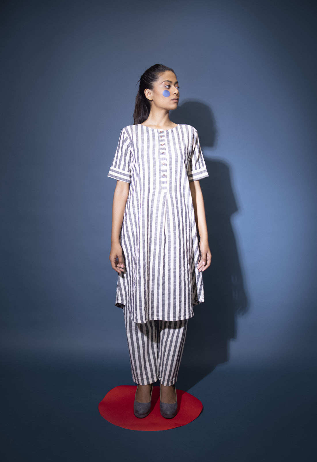 Charcoal White Striped Co-ord Set