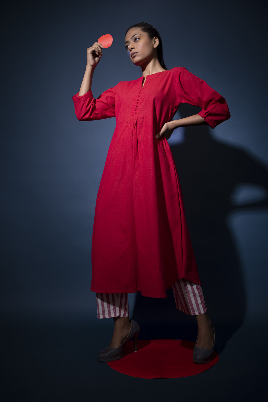 Red A-Line Kurta