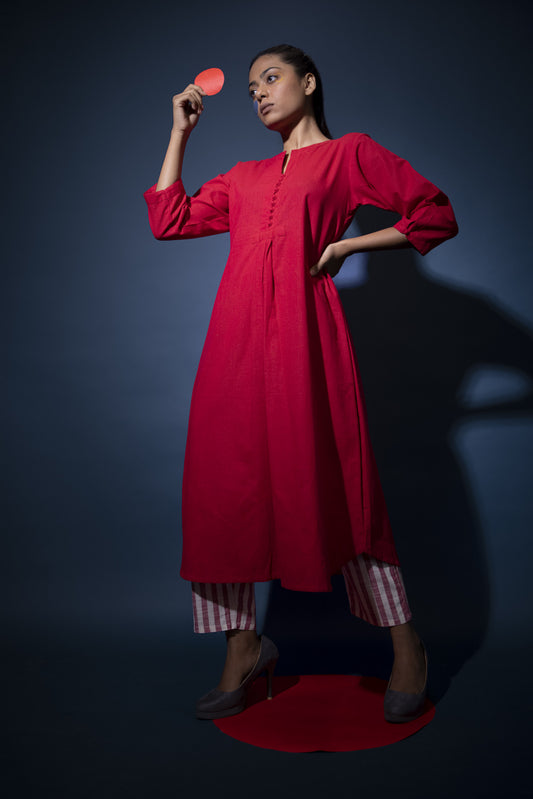 Red A-Line Kurta