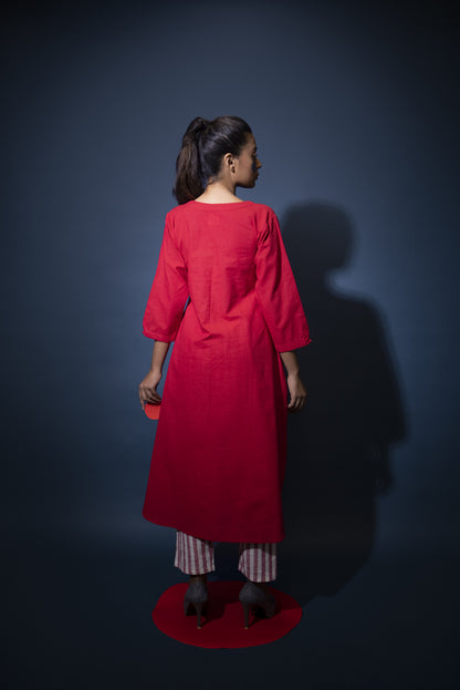 Red A-Line Kurta