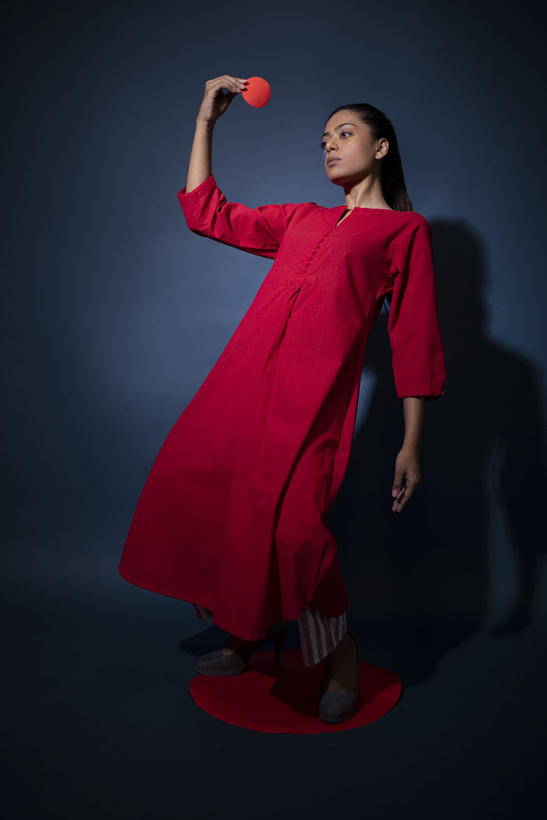 Red A-Line Kurta