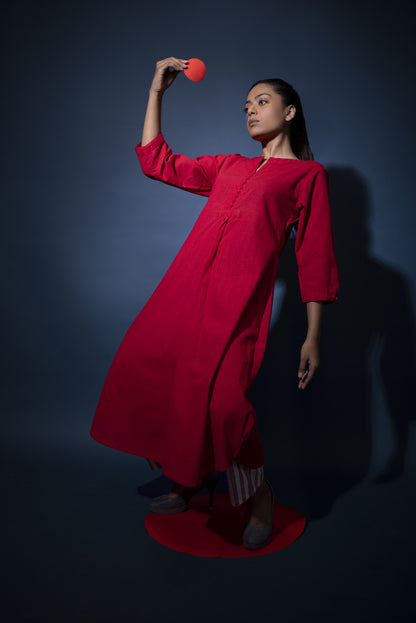 Red A-Line Kurta