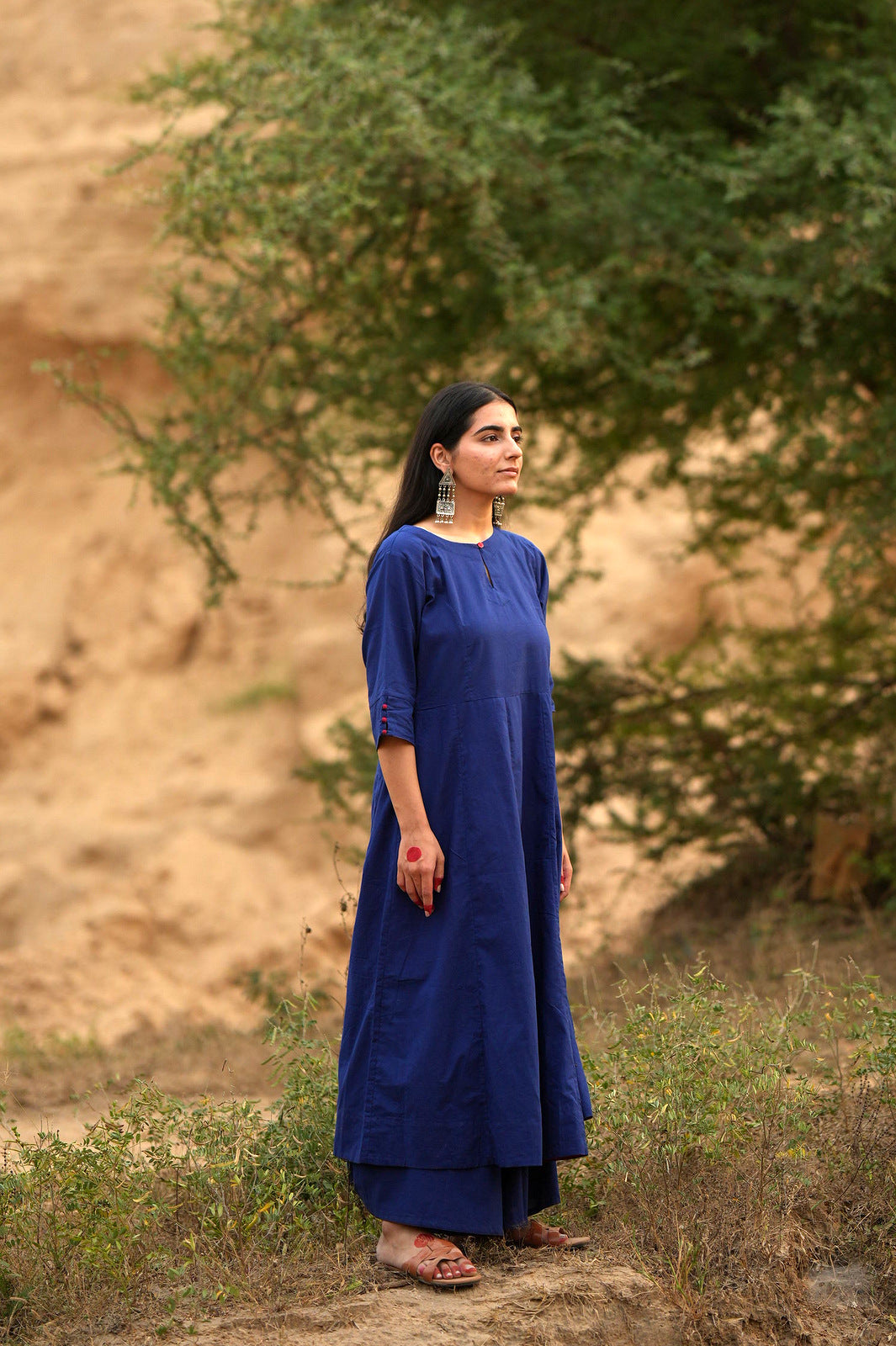 Egyptian blue Kalidaar Kurta Set
