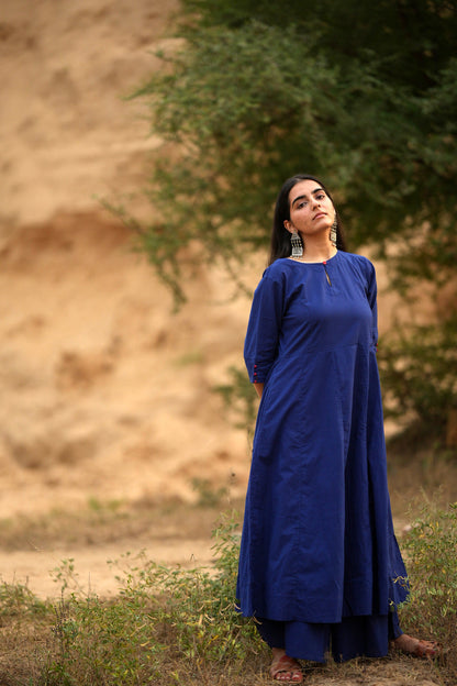 Egyptian blue Kalidaar Kurta Set