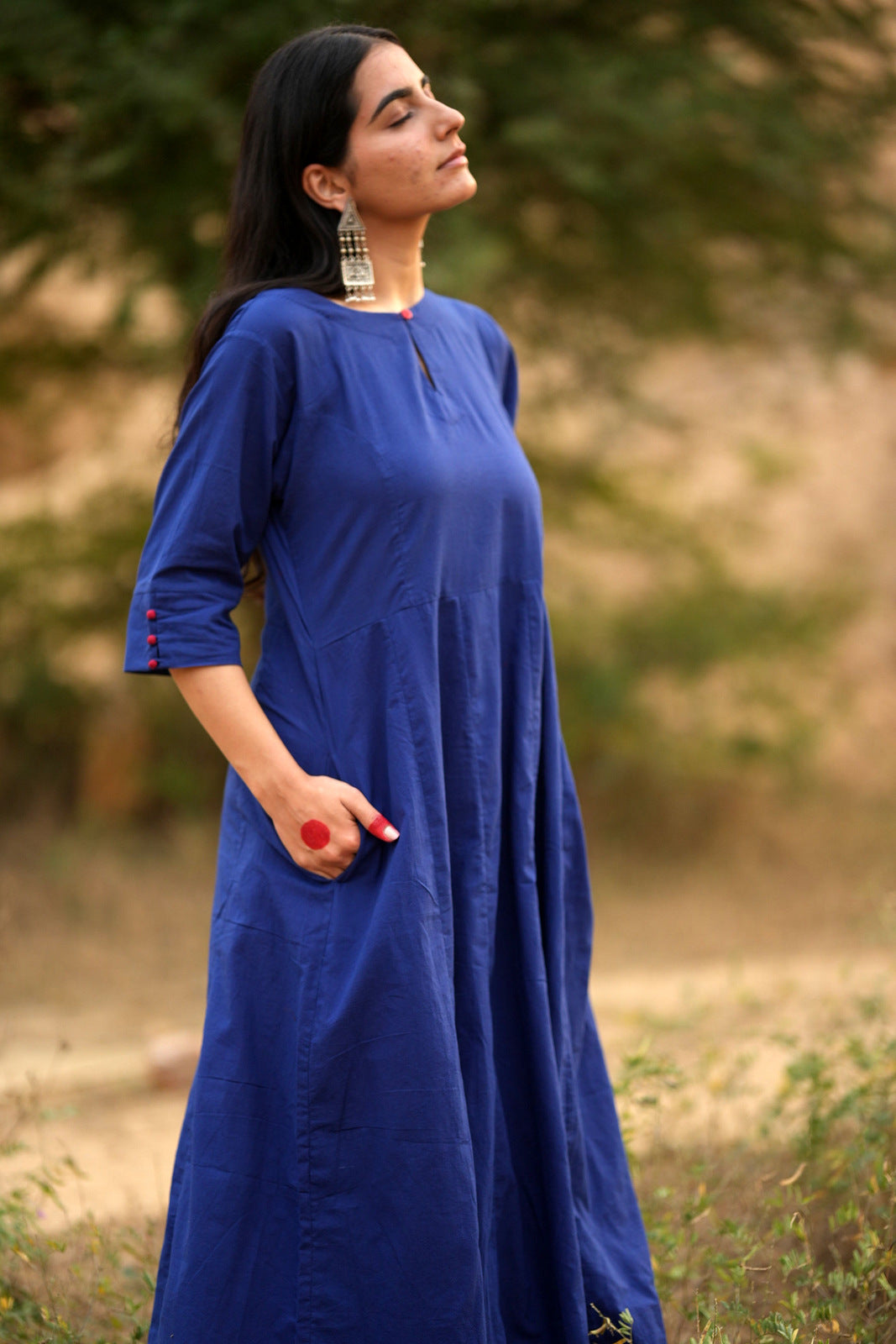 Egyptian blue Kalidaar Kurta Set