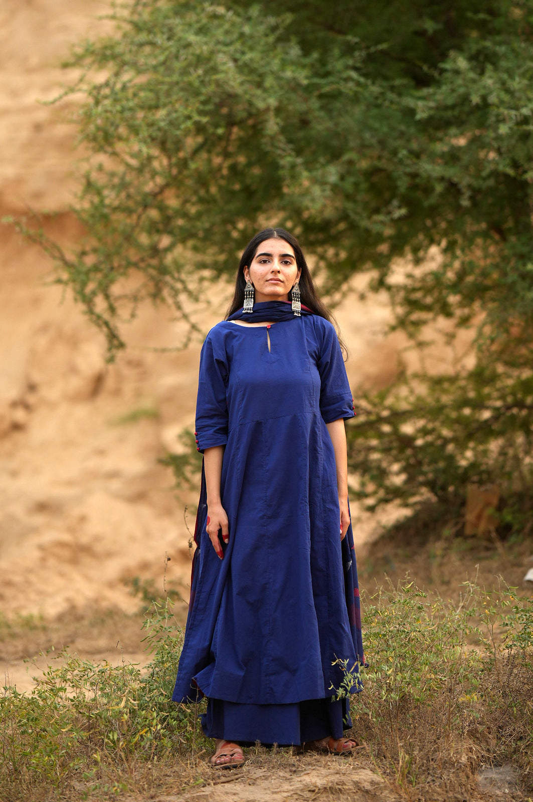 Egyptian blue Kalidaar Kurta Set