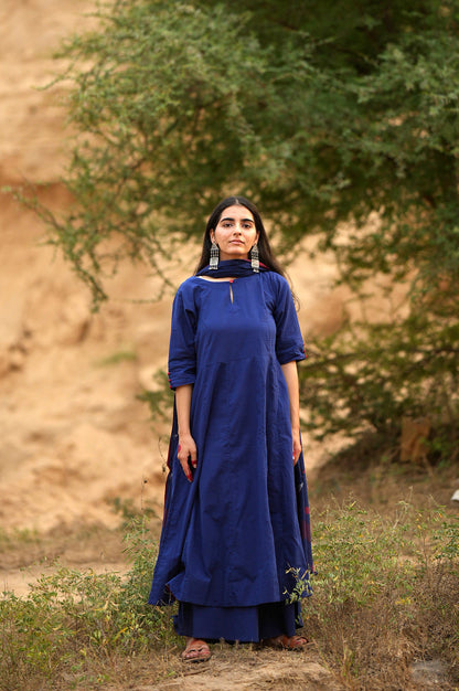 Egyptian blue Kalidaar Kurta Set