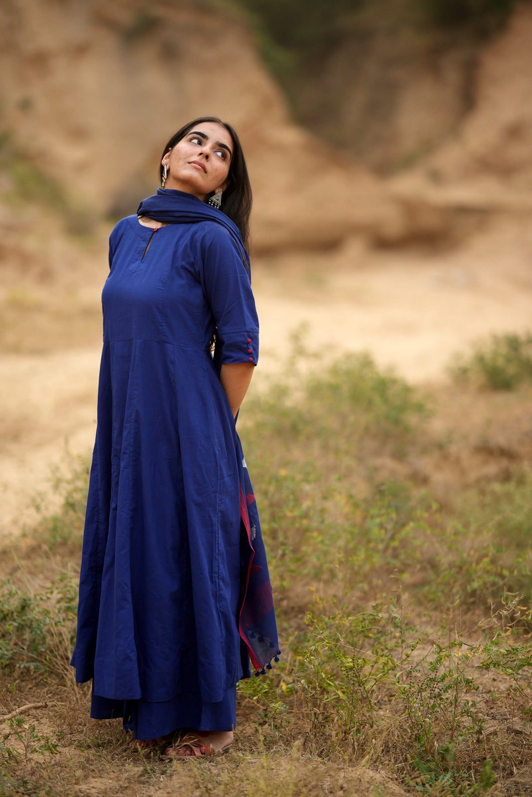 Egyptian blue Kalidaar Kurta Set