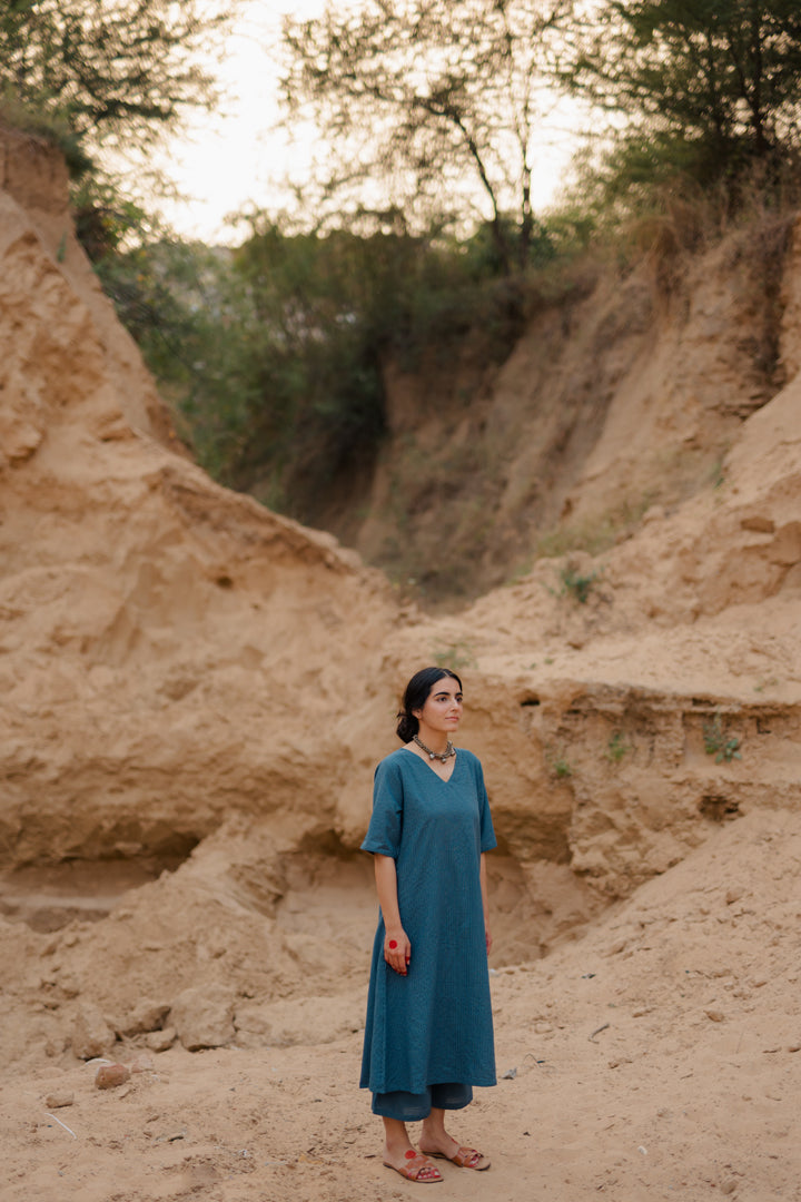 Yale Blue Kurta Set with Dupatta