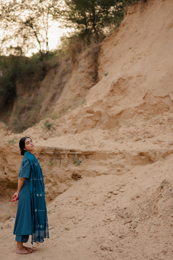 Yale Blue Kurta Set with Dupatta