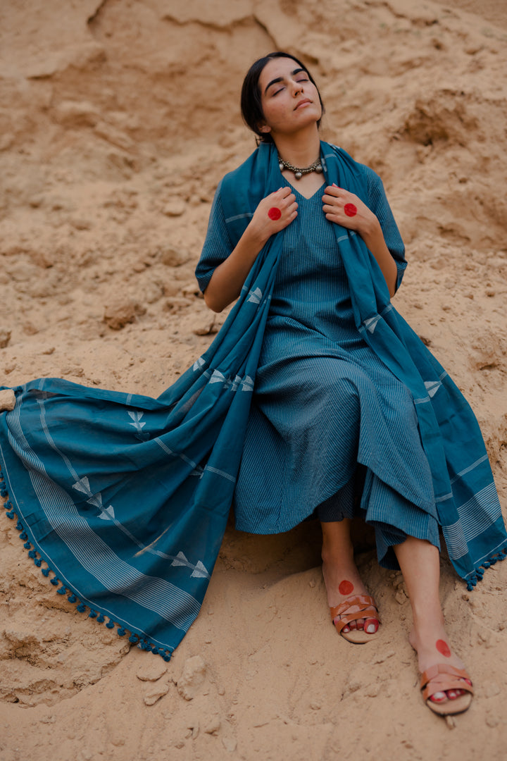 Yale Blue Kurta Set with Dupatta