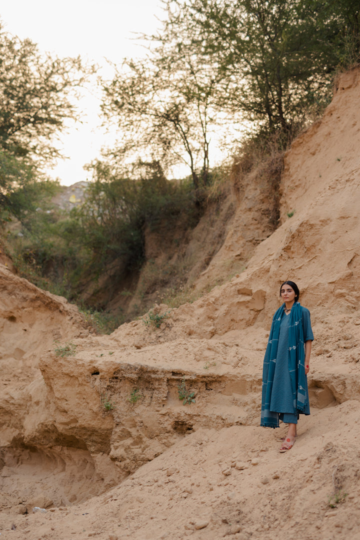 Yale Blue Kurta Set with Dupatta