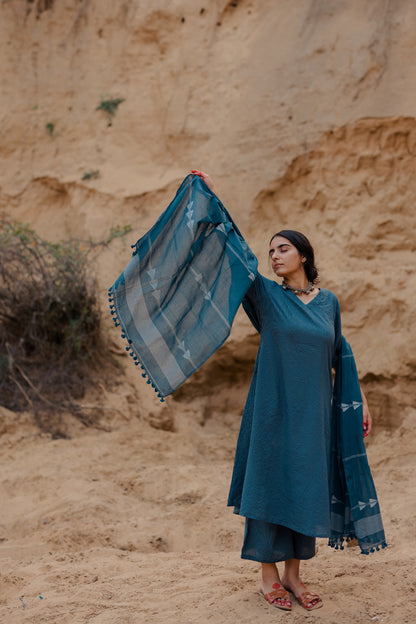 Yale Blue Kurta Set with Dupatta