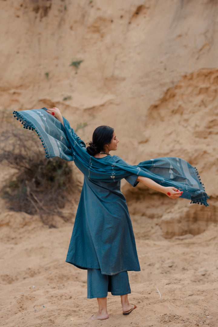 Yale Blue Kurta Set with Dupatta