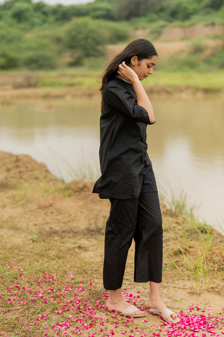 Black Short Kurta Set with Dupatta