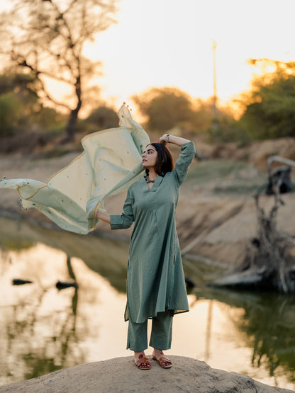 Sage green Kurta Set