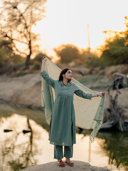 Sage green Kurta Set