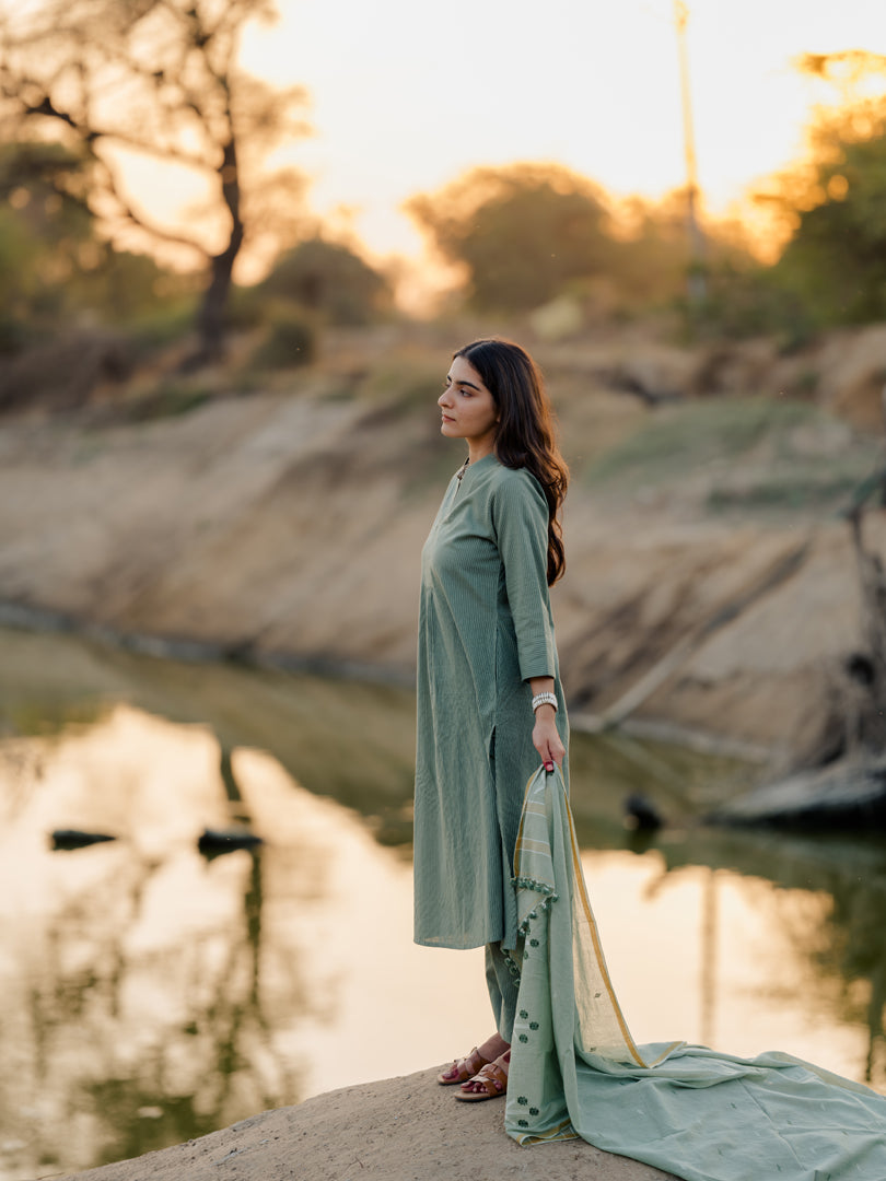 Sage green Kurta Set