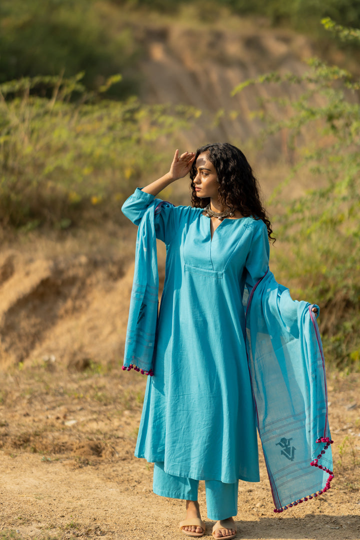 Maya Blue Kurta Set with Dupatta
