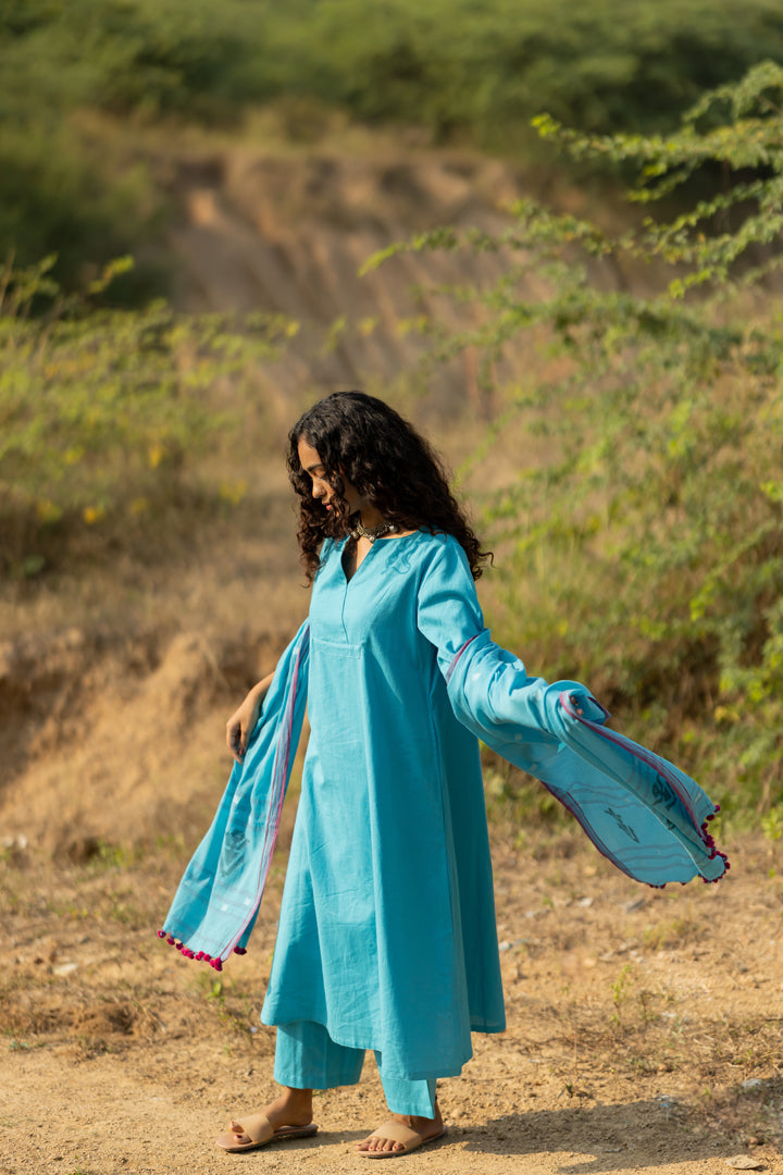 Maya Blue Kurta Set with Dupatta