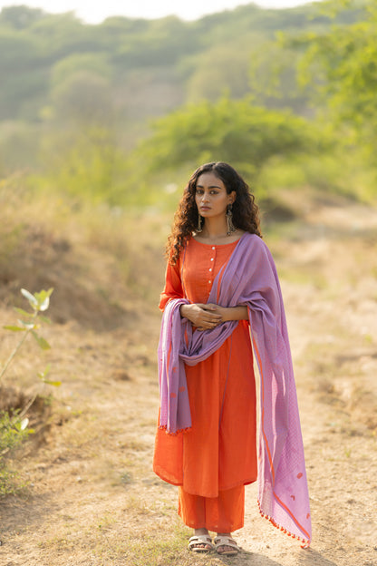 Pumpkin Kurta Set with Dupatta